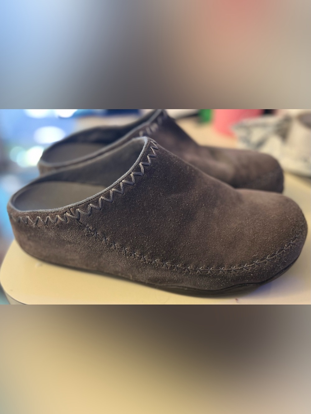 FitFlop Gogh Moc Makizin Bungee Suede Slip-On Clog Charcoal 10